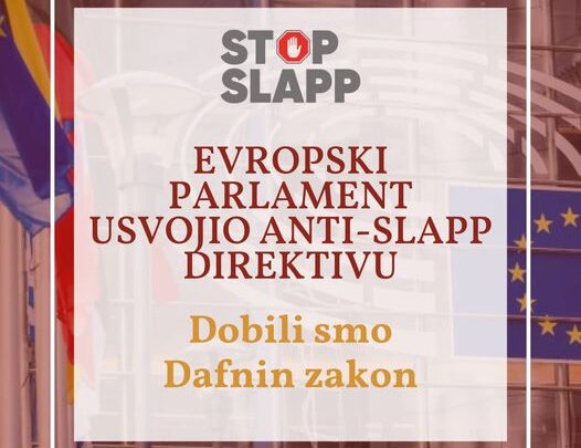 Usvojena je Anti-SLAPP Direktiva u Evropskom parlamentu, poznata kao – DafninZakon