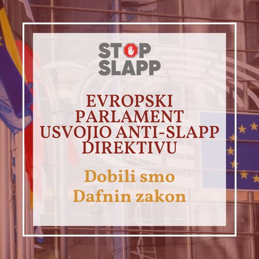 Usvojena je Anti-SLAPP Direktiva u Evropskom parlamentu, poznata kao – DafninZakon
